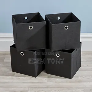 4pcs No Lid Fabric Foldable Storage Boxes