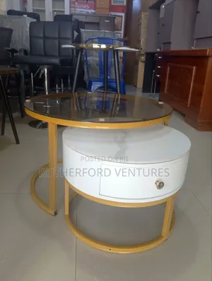 Marble Center Table With Glass and Drawer