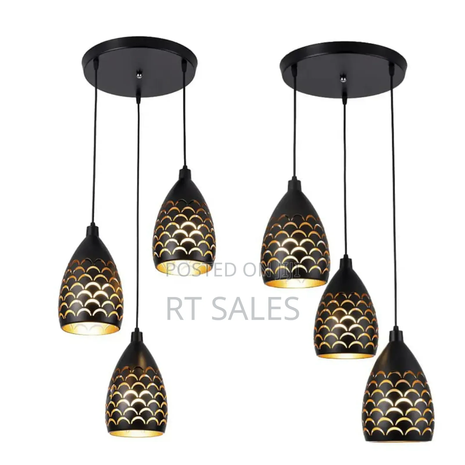 Metal Black 3 in 1 E27 Pendant Light