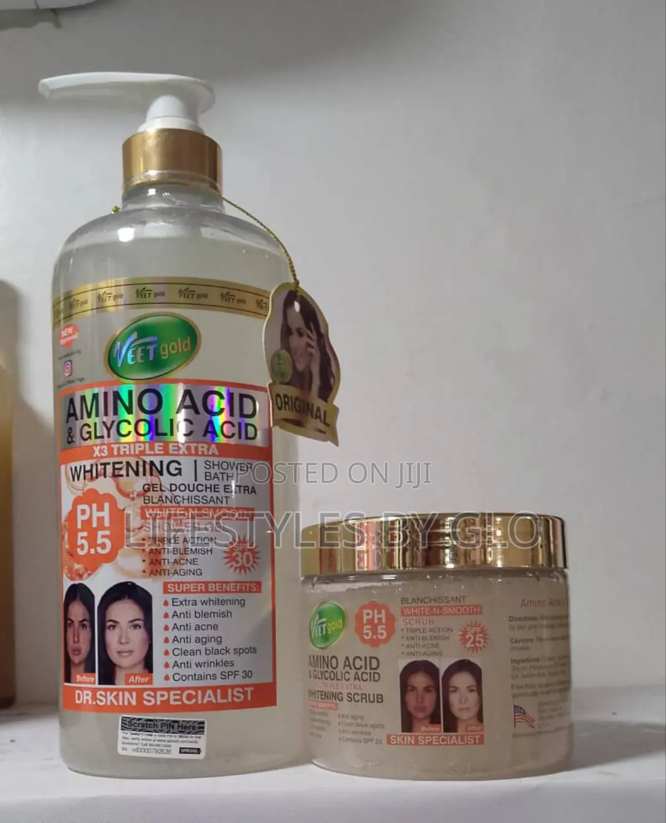 Veetgold Amino Acid Glycolic Acid Shower Gel Body Scrub
