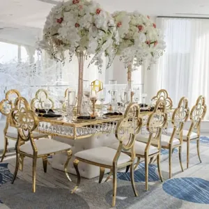 For Sale Luxury Wedding Crystal Glass Top Table Rectangle
