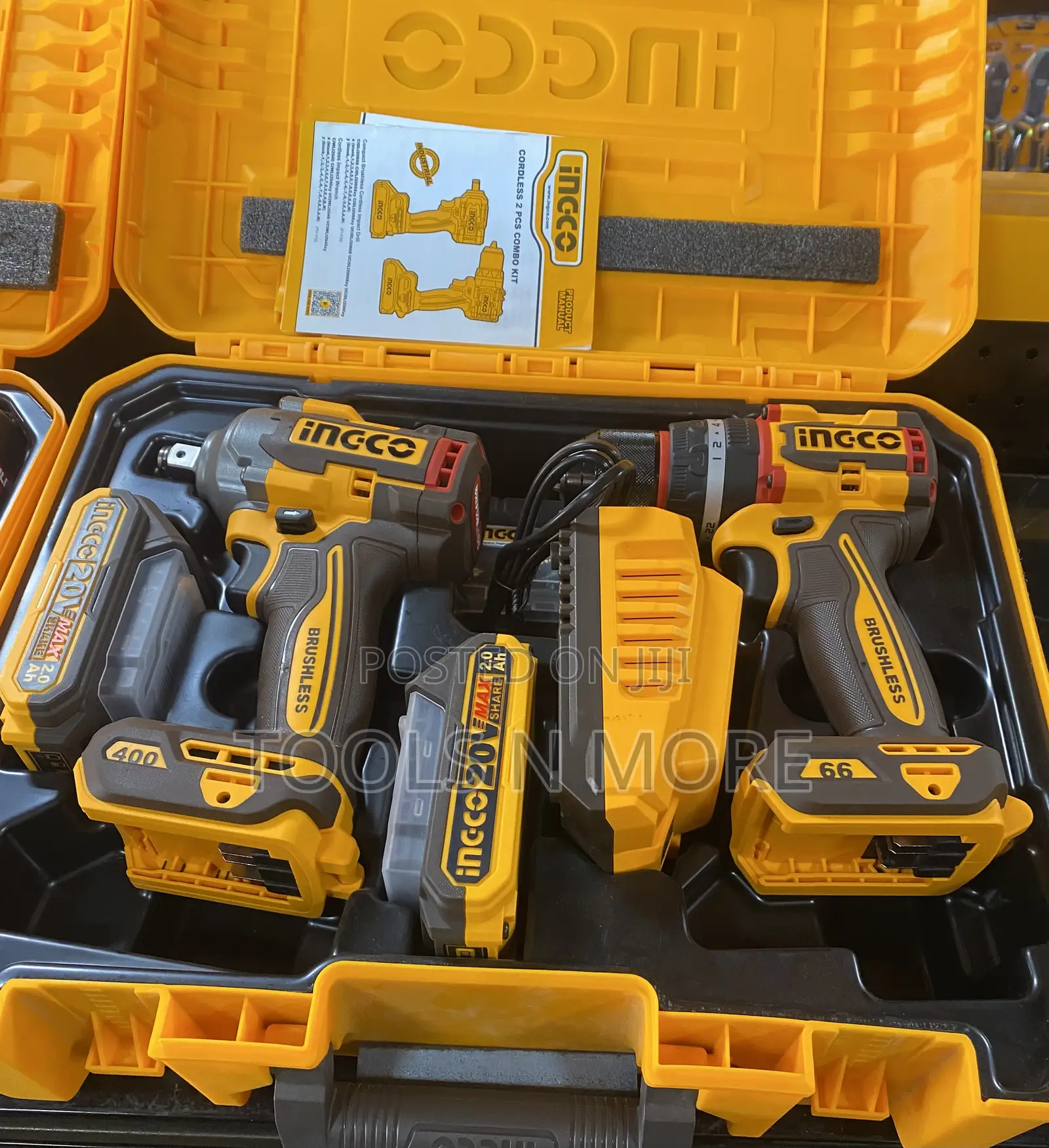 Ingco 20v Cordless Drill and Cordless Impact Wrench Set