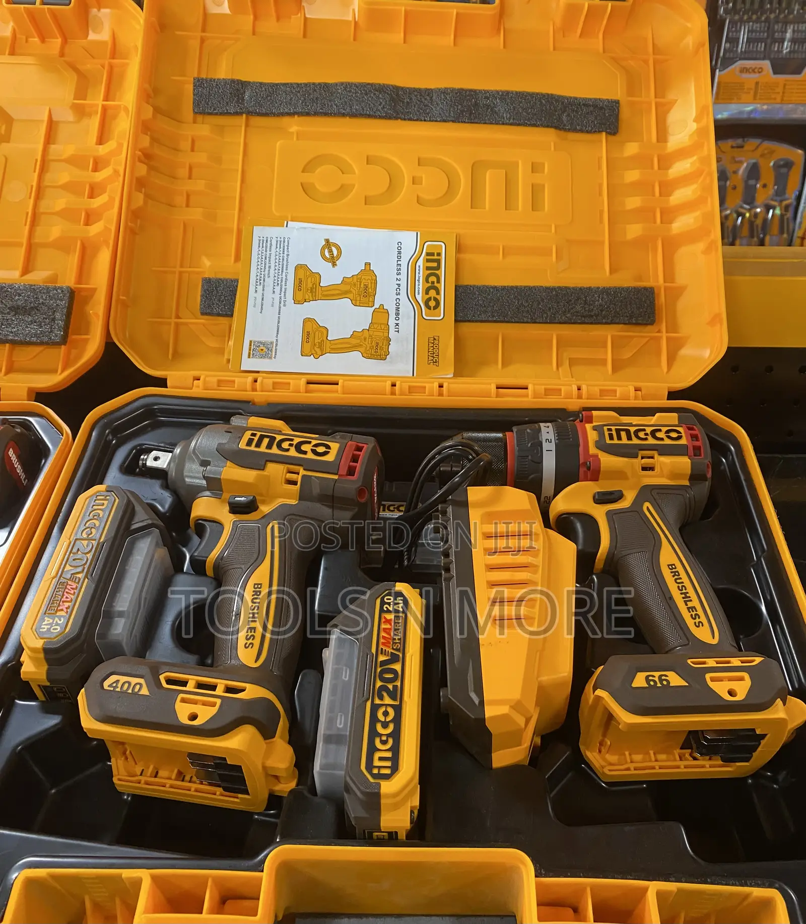 Ingco 20v Cordless Drill and Cordless Impact Wrench Set