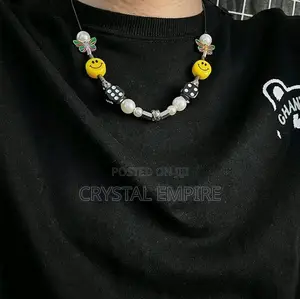 Smiley Pearl Dice String Necklace