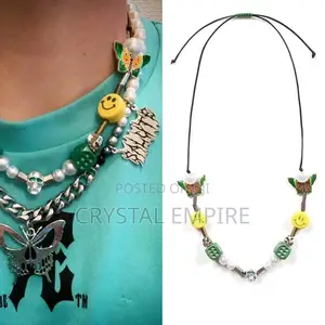 Emerald Beaded Pearl Necklace