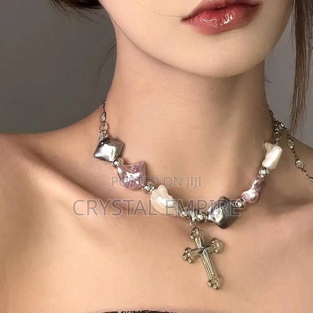 Baroque Pearl Cross Necklace