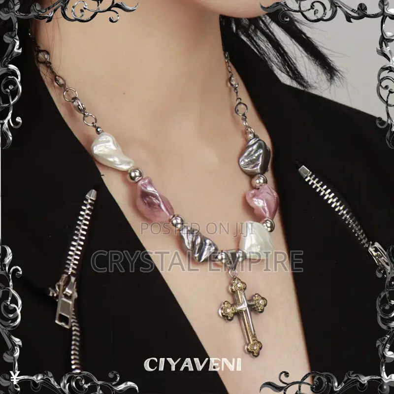 Baroque Pearl Cross Necklace