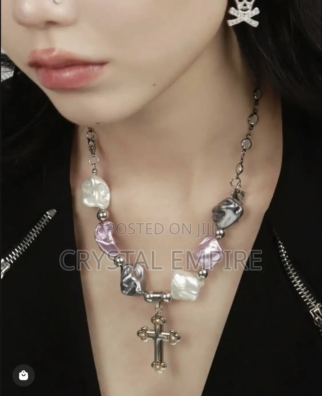 Baroque Pearl Cross Necklace