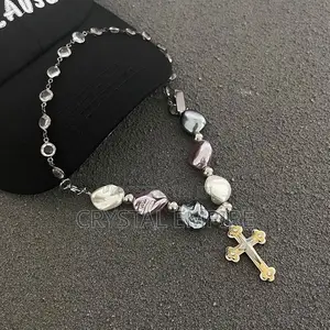 Baroque Pearl Cross Necklace