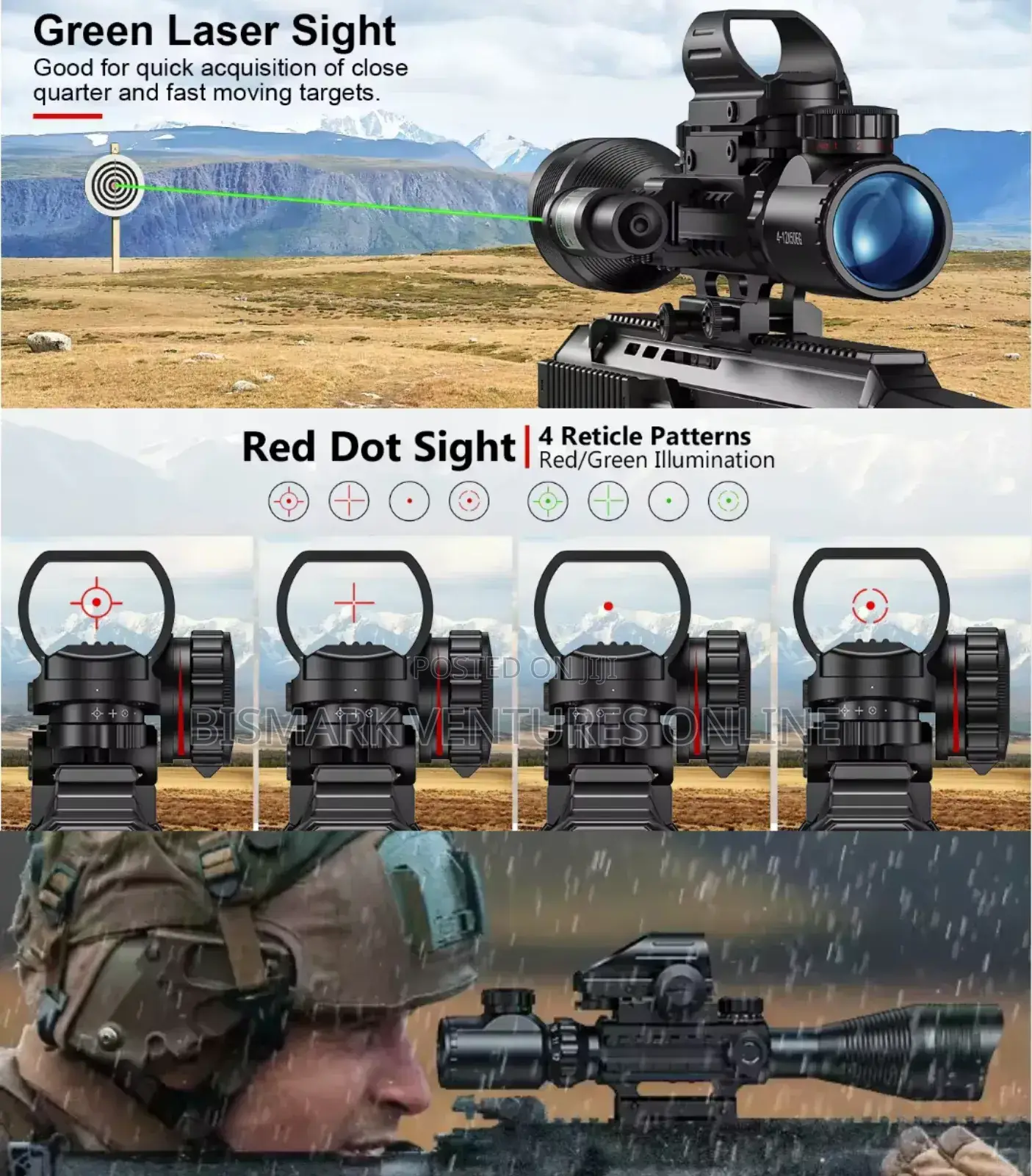 12x50 Zoom Rifle Scope Laser Sight And Holographic Dot