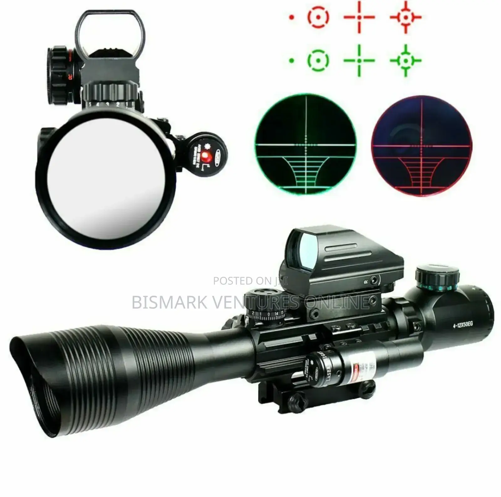 12x50 Zoom Rifle Scope Laser Sight And Holographic Dot