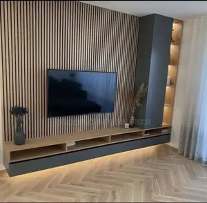 Stylish Tv Unit With Fluted Panels Side Shelf – Elegant