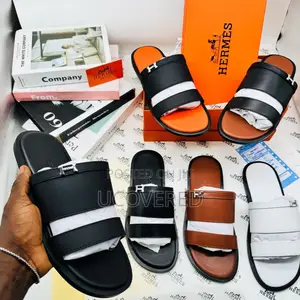 Hermes Men’S Leather Easy Wear Slippers