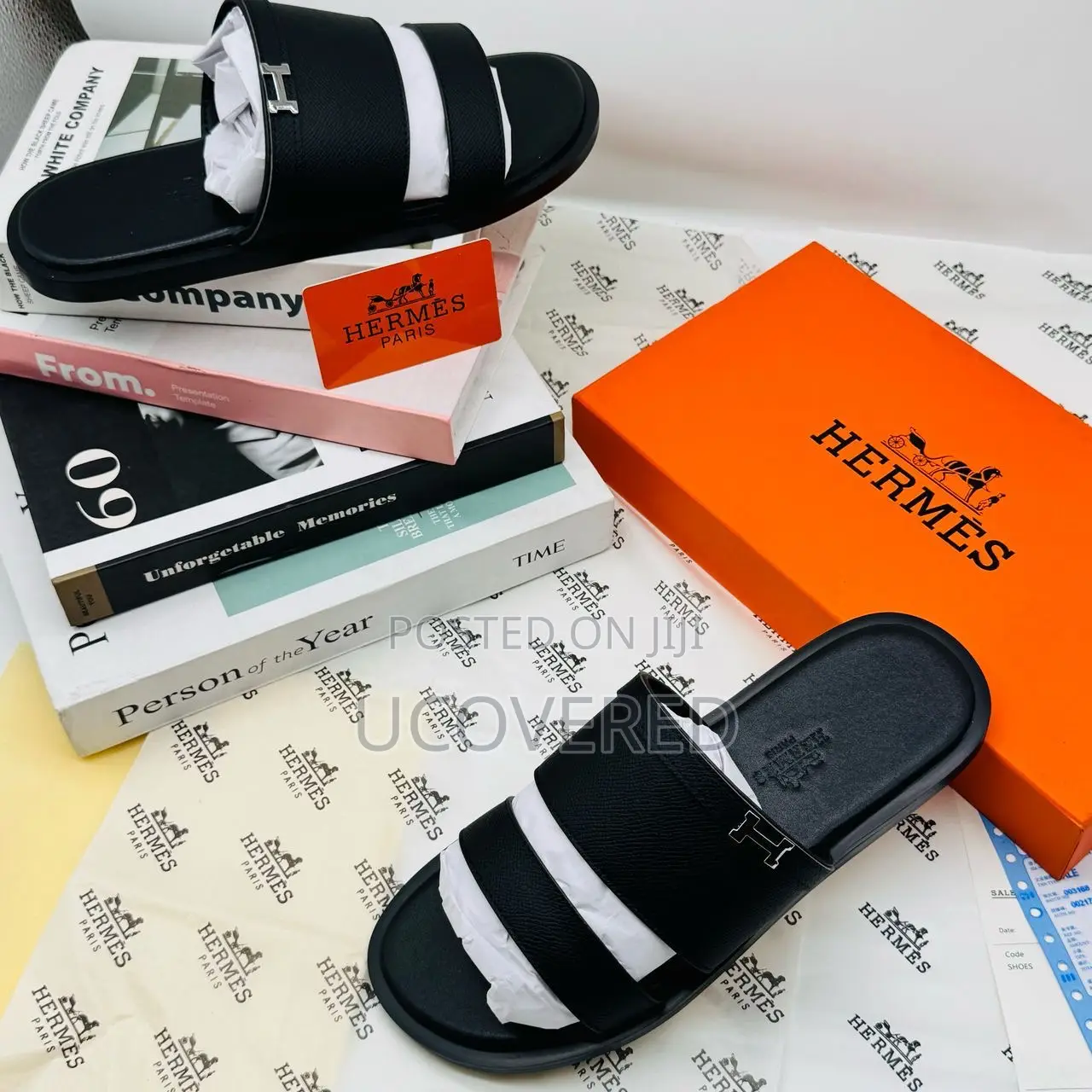 Hermes Men’S Leather Easy Wear Slippers