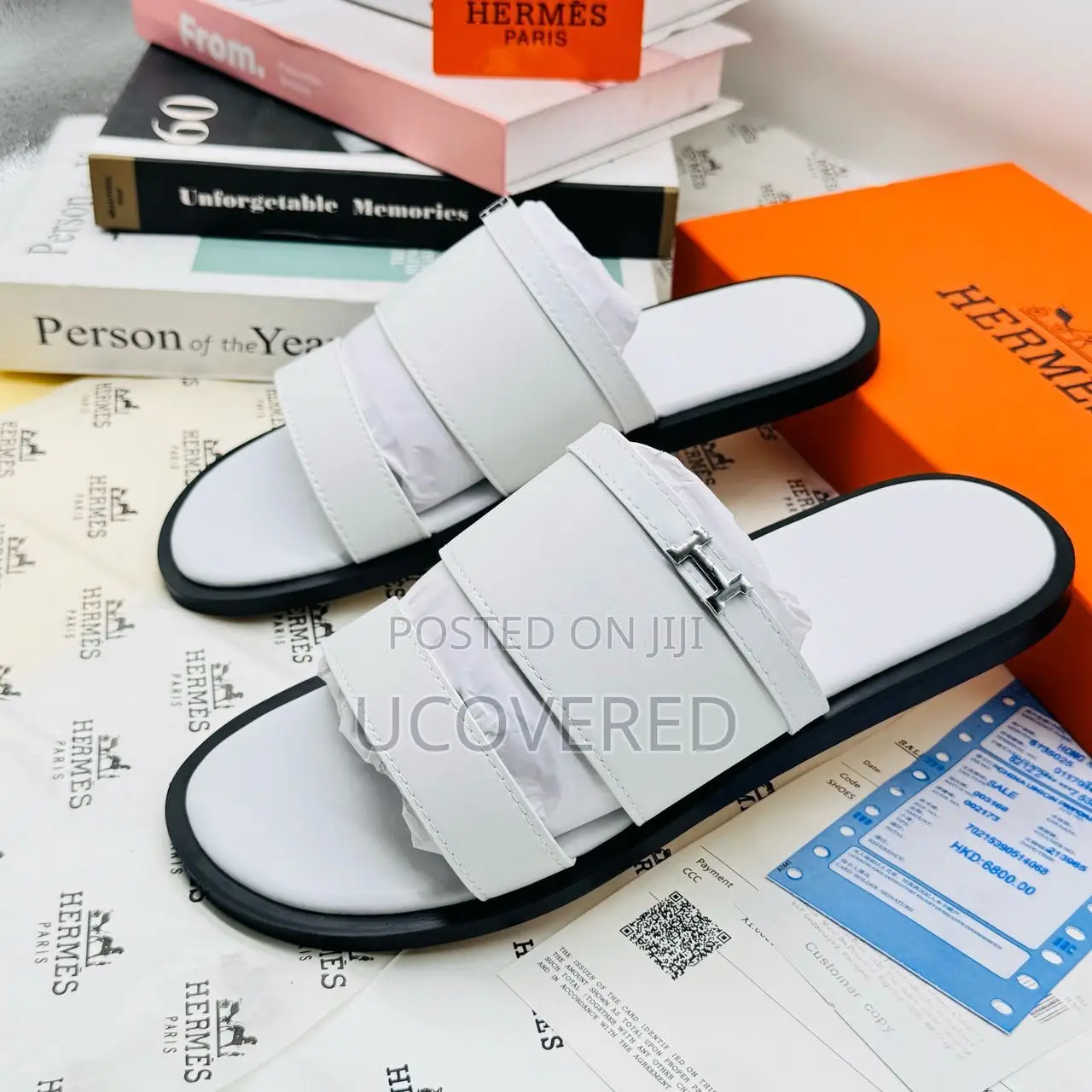 Hermes Men’S Leather Easy Wear Slippers