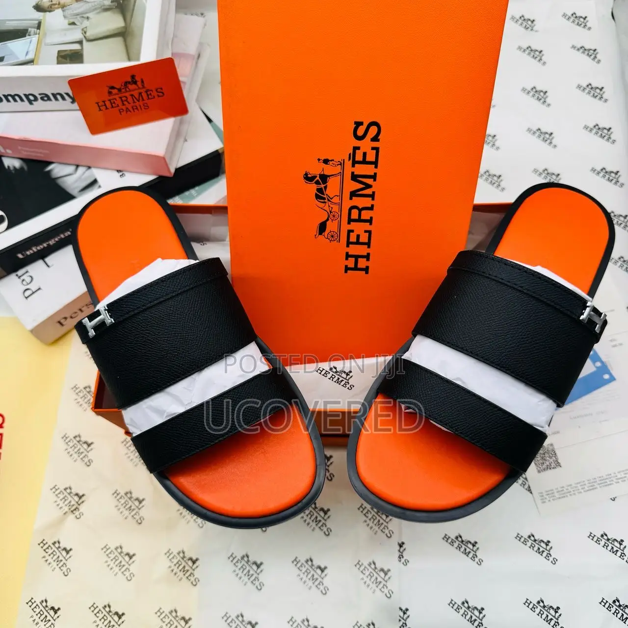 Hermes Men’S Leather Easy Wear Slippers