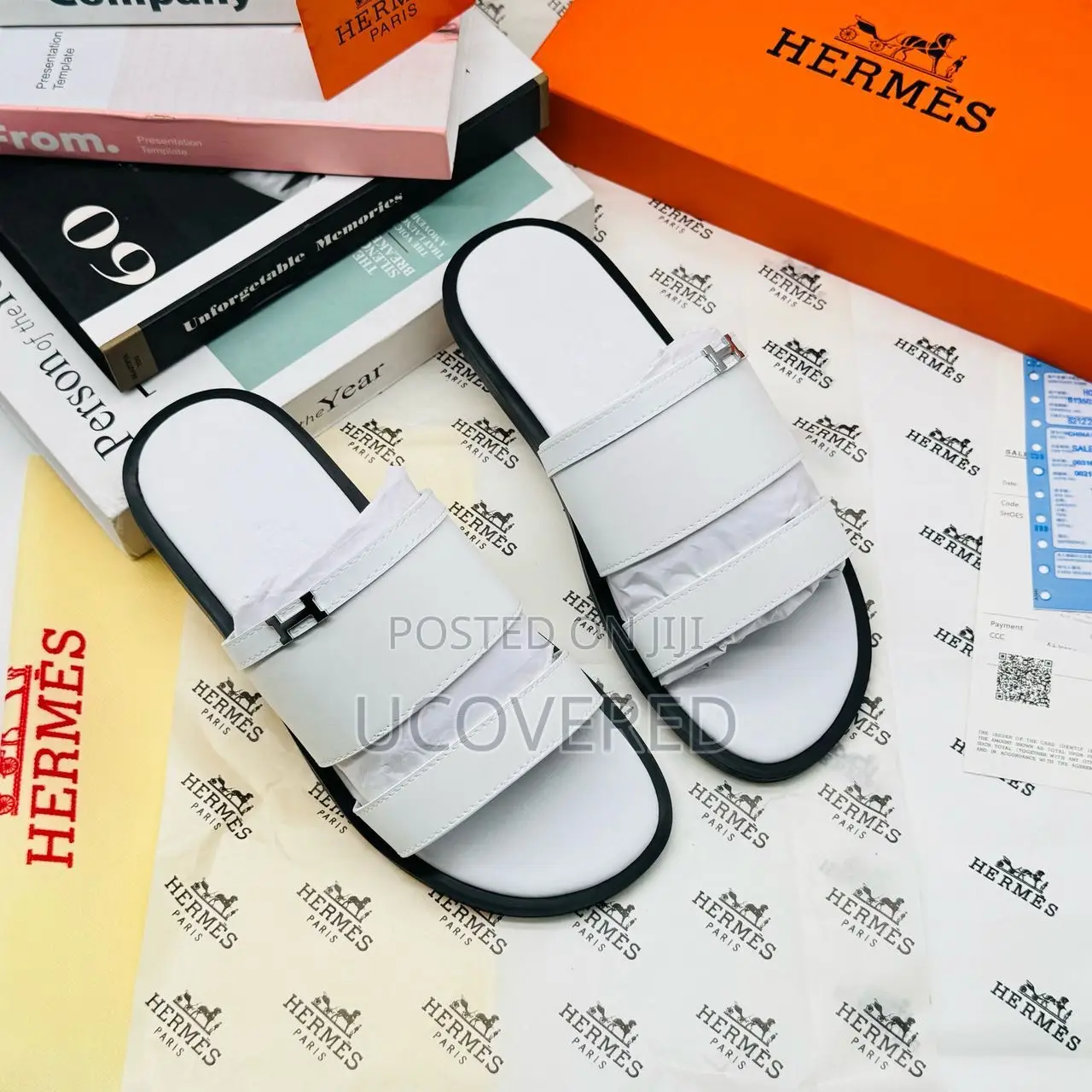 Hermes Men’S Leather Easy Wear Slippers