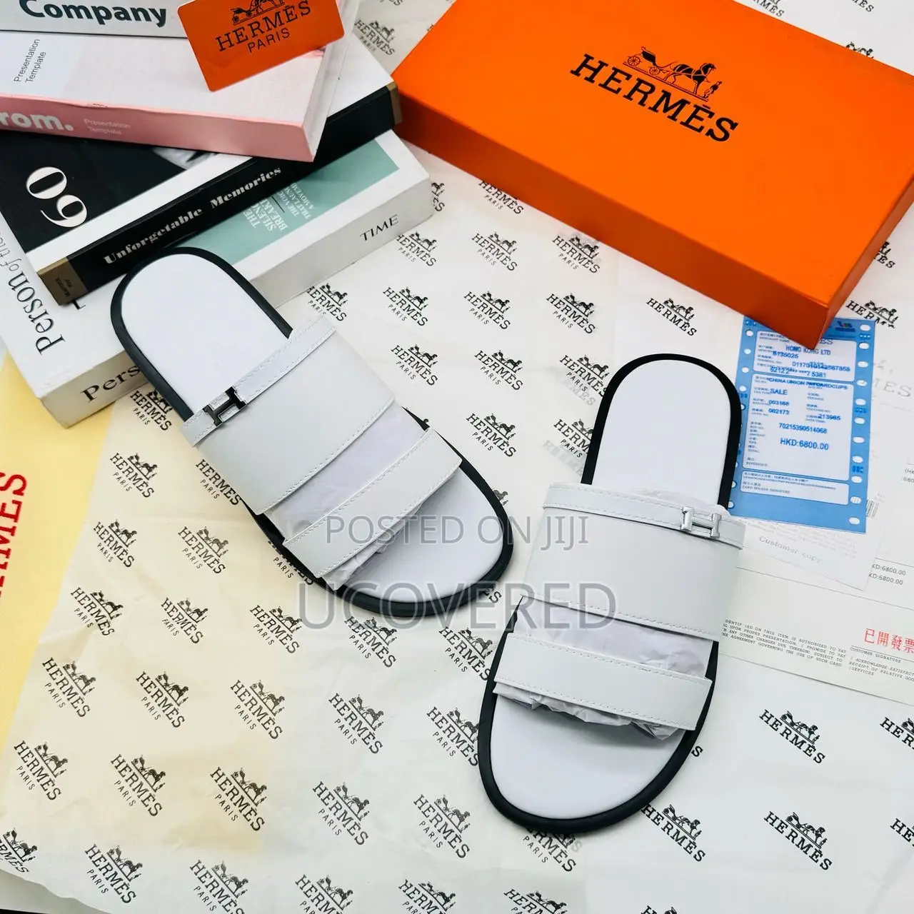 Hermes Men’S Leather Easy Wear Slippers