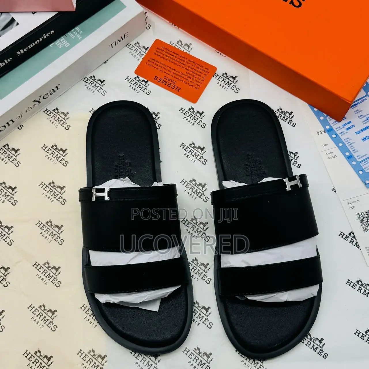 Hermes Men’S Leather Easy Wear Slippers