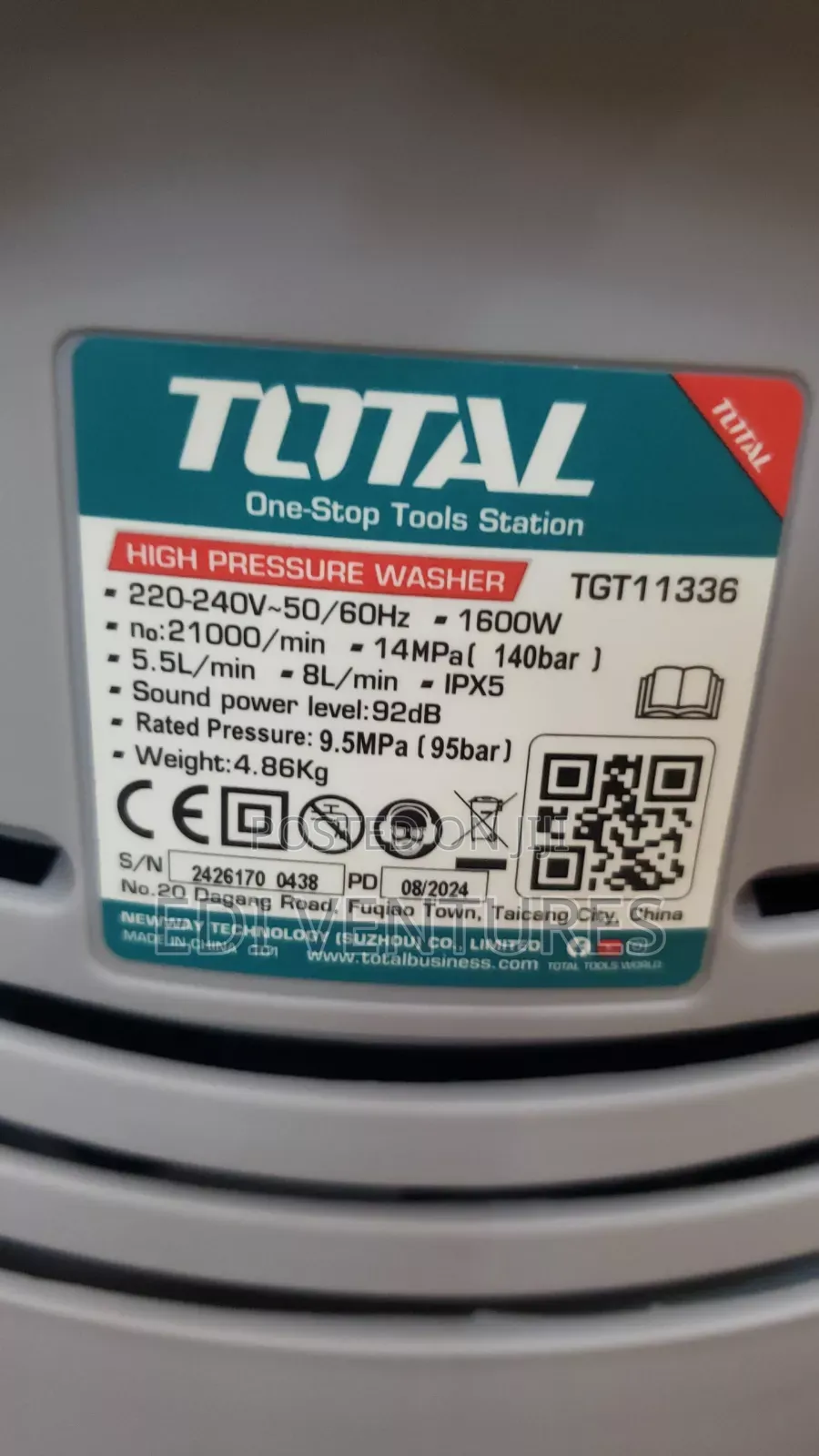 Total 1600w High Pressure Washer