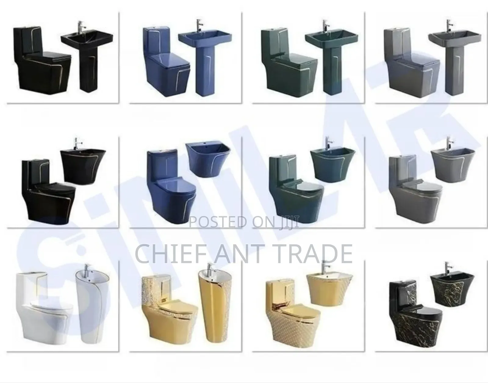 Toilet Seat With Basin Dark Blue