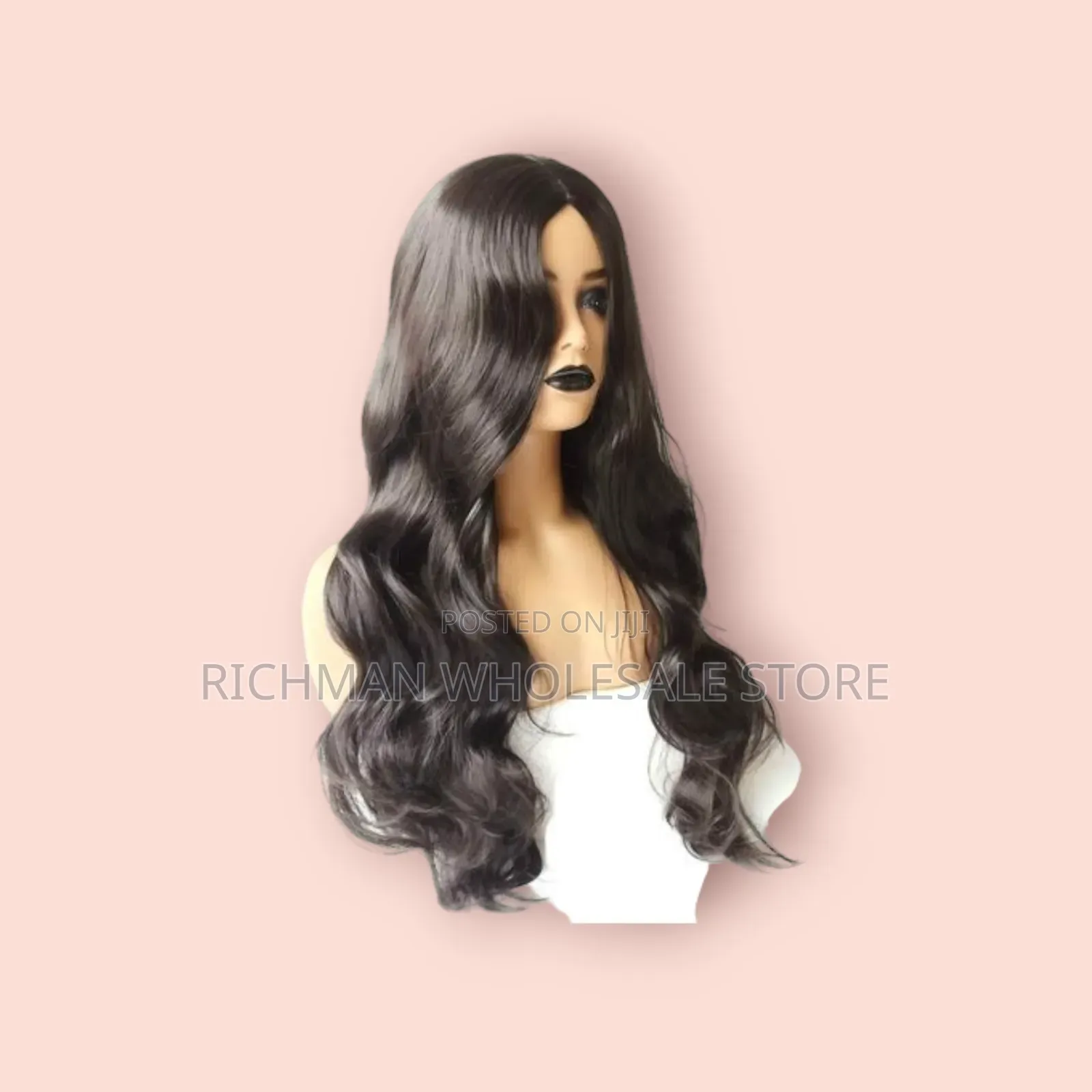20inch Long Curly Hair Wig - Black