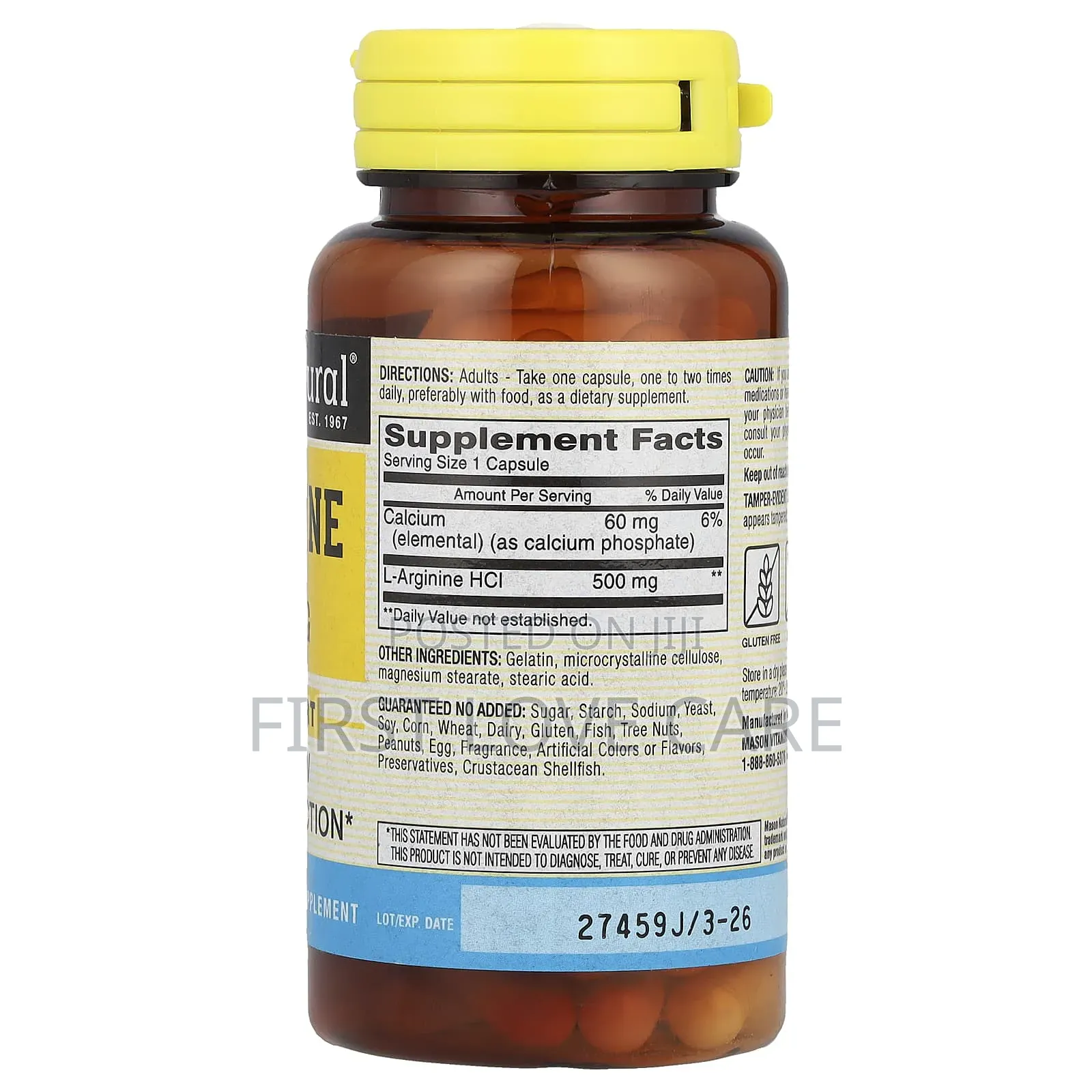 L- Arginine 500mg Mason Natural