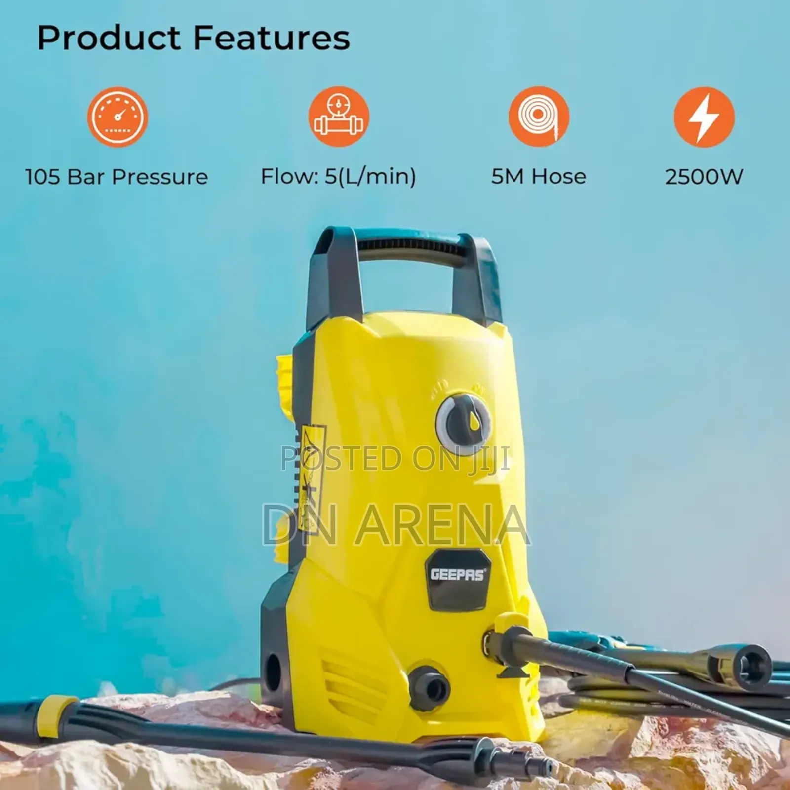 Geepa Gcw19029 2500w Highpressure Car Washer, Yellow/Black