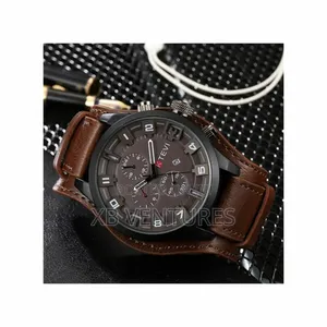 Men's High Quality Leather Strap Watch - Brown