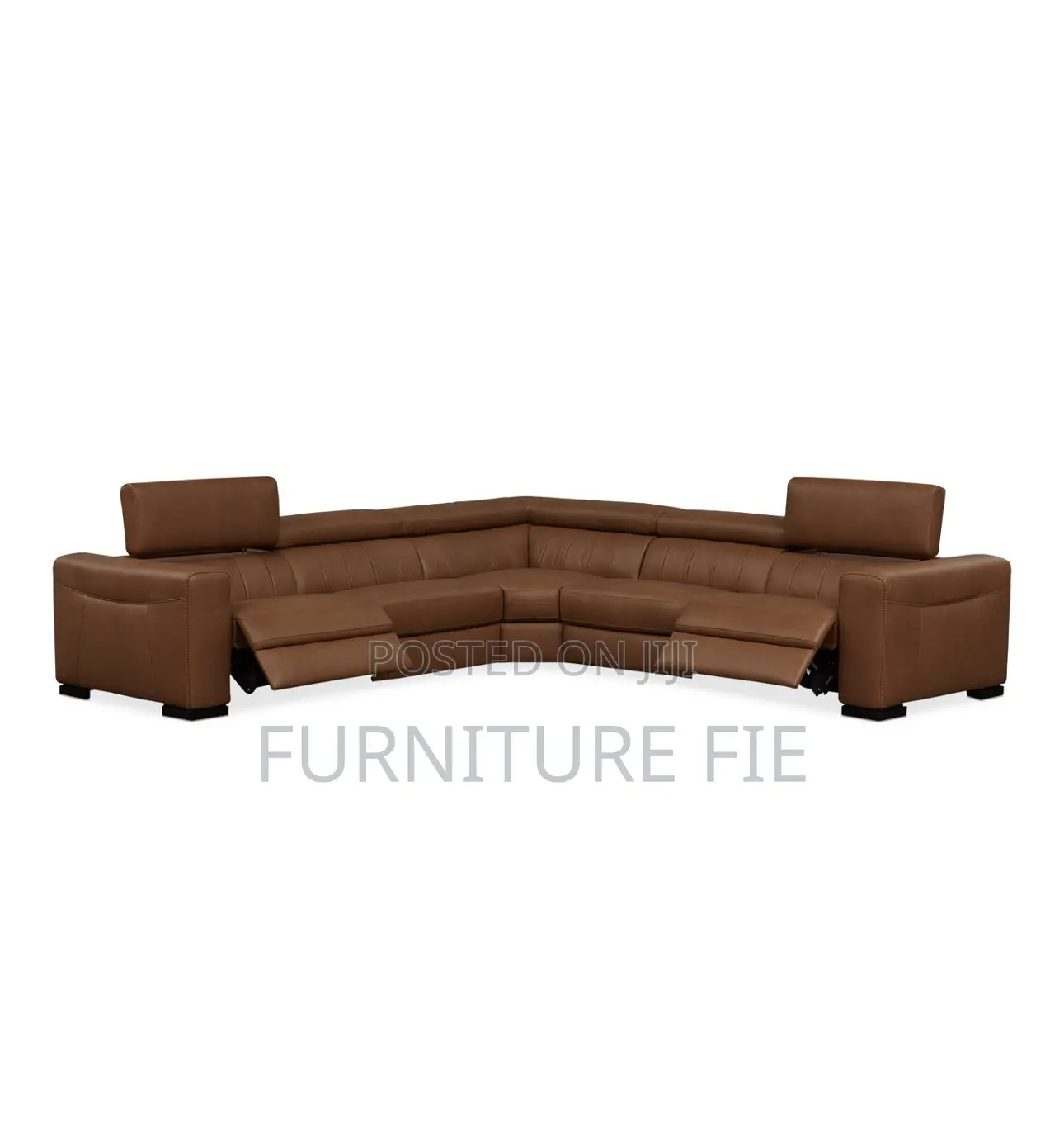Rinan 5pc Leather Sectional With Recliners(Cream/Brown)Macys