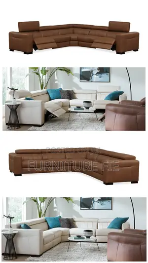 Rinan 5pc Leather Sectional With Recliners(Cream/Brown)Macys