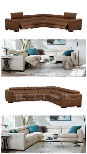 Rinan 5pc Leather Sectional With Recliners(Cream/Brown)Macys