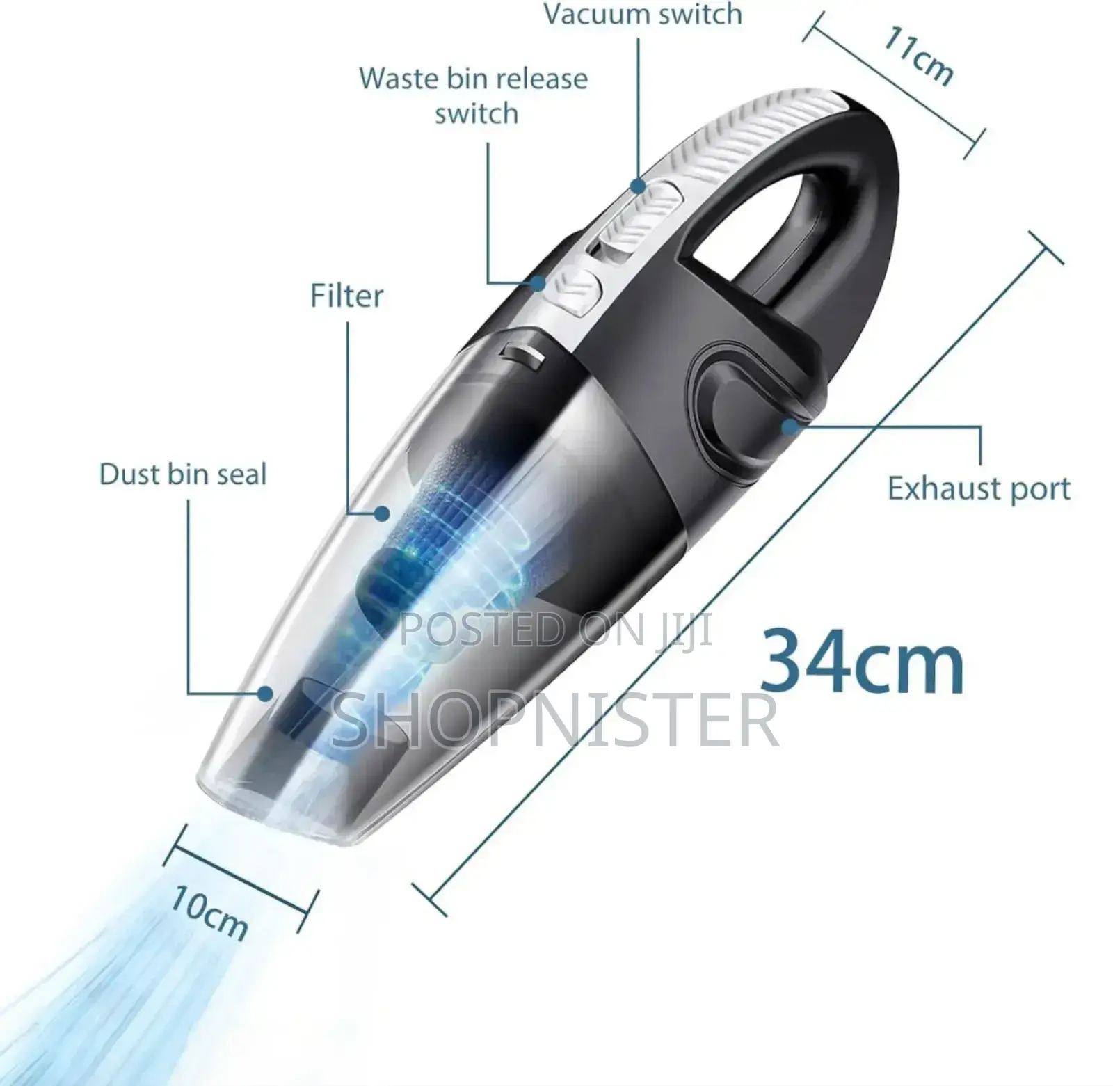 Portable Car Vacuum Cleaner Black