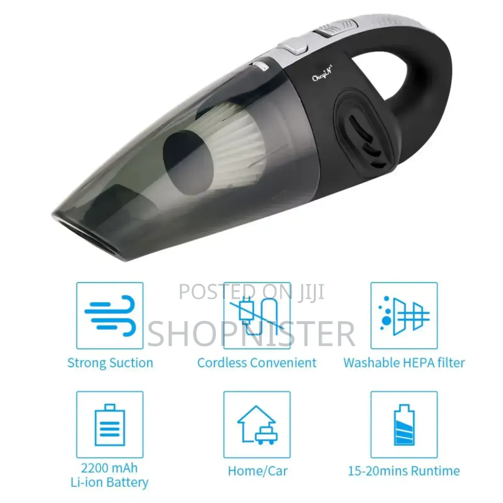 Portable Car Vacuum Cleaner Black