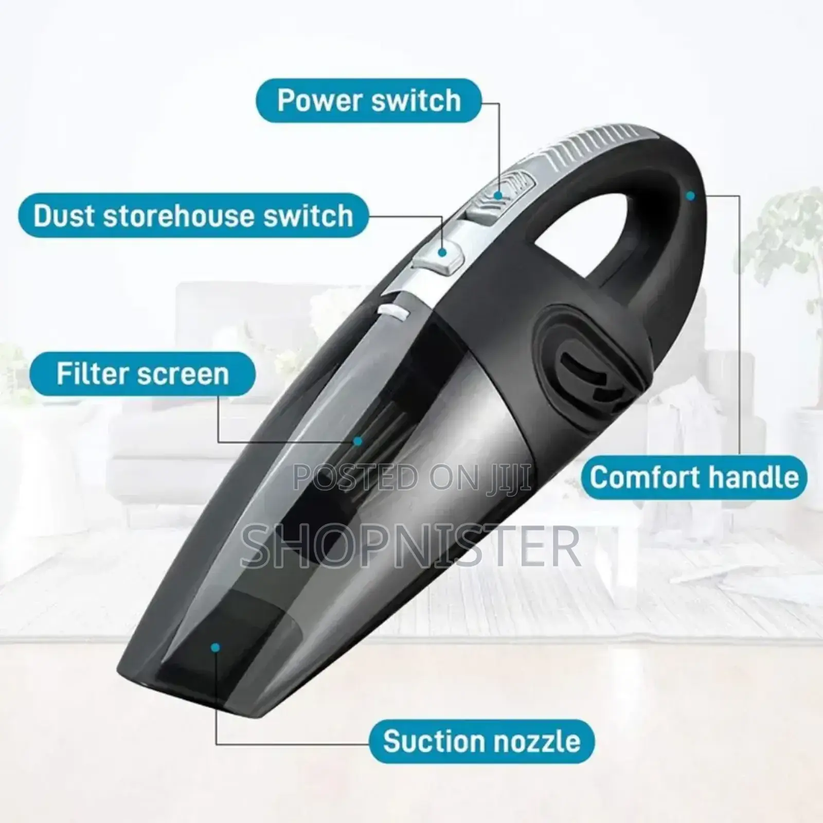 Portable Car Vacuum Cleaner Black