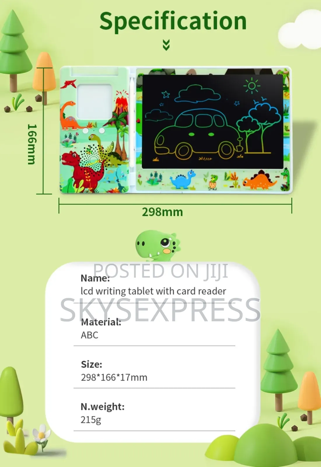 LCD Writing Tablet With Kids Flash Card Reader