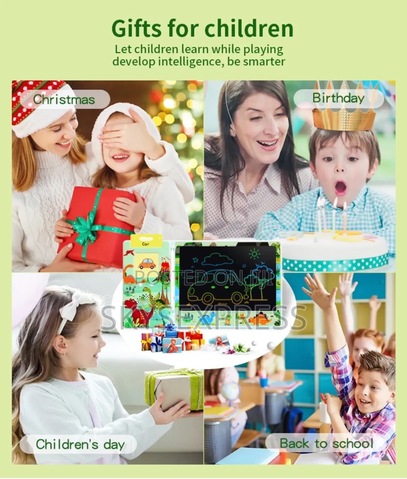 LCD Writing Tablet With Kids Flash Card Reader
