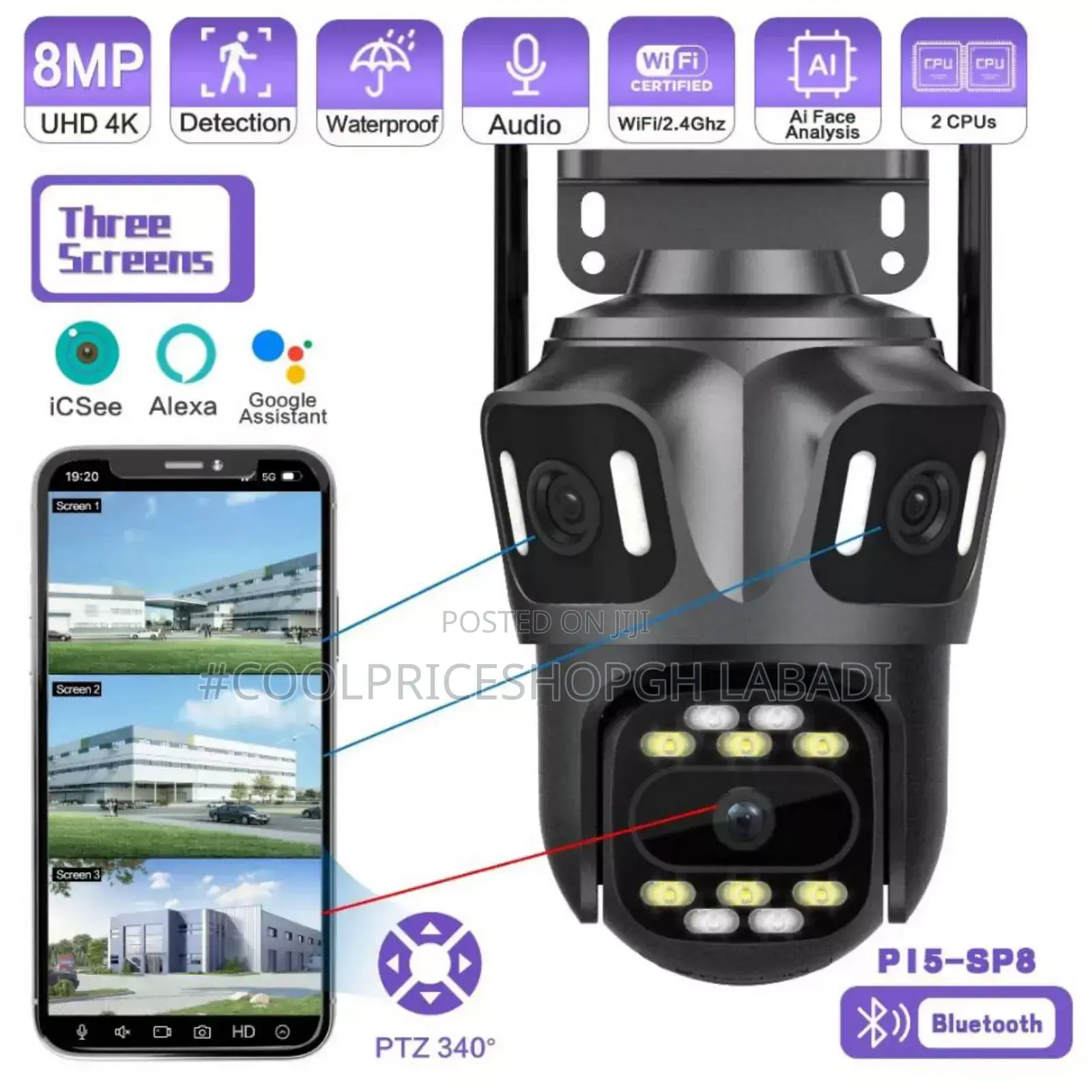 CCTV PTZ 3lens Survaillance