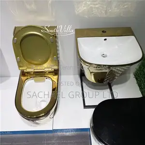 Stylish Golden Wc With Basin