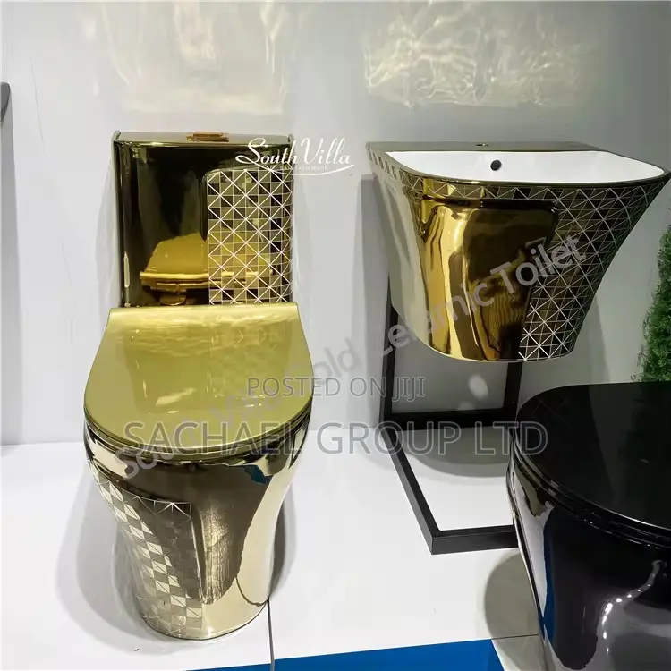 Stylish Golden Wc With Basin