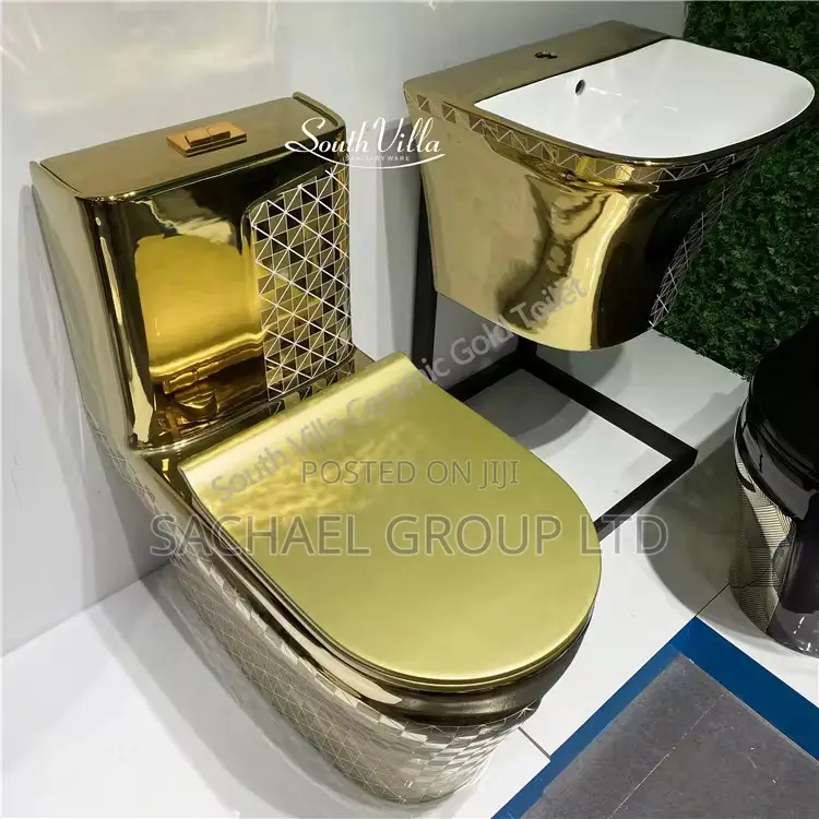 Stylish Golden Wc With Basin