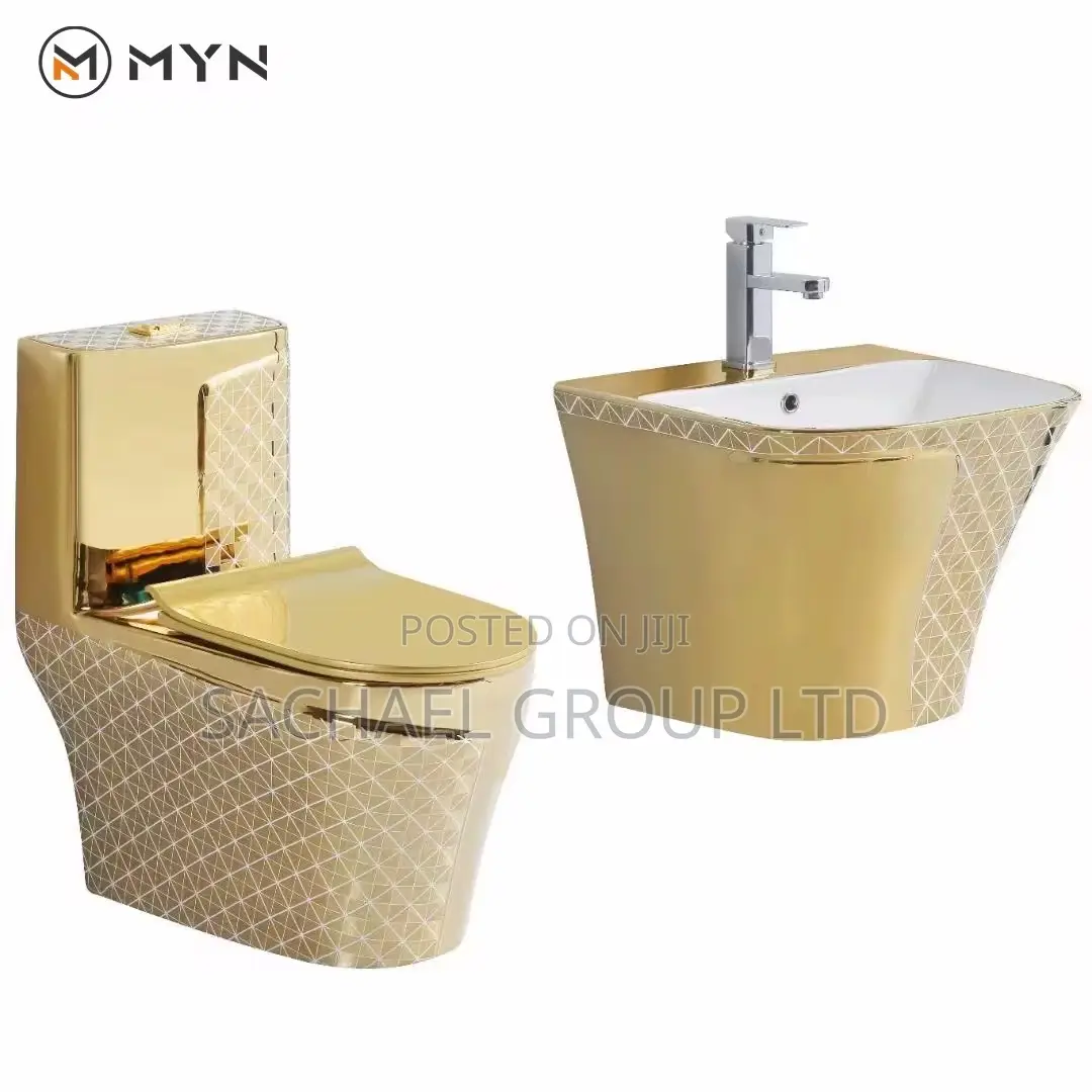 Stylish Golden Wc With Basin