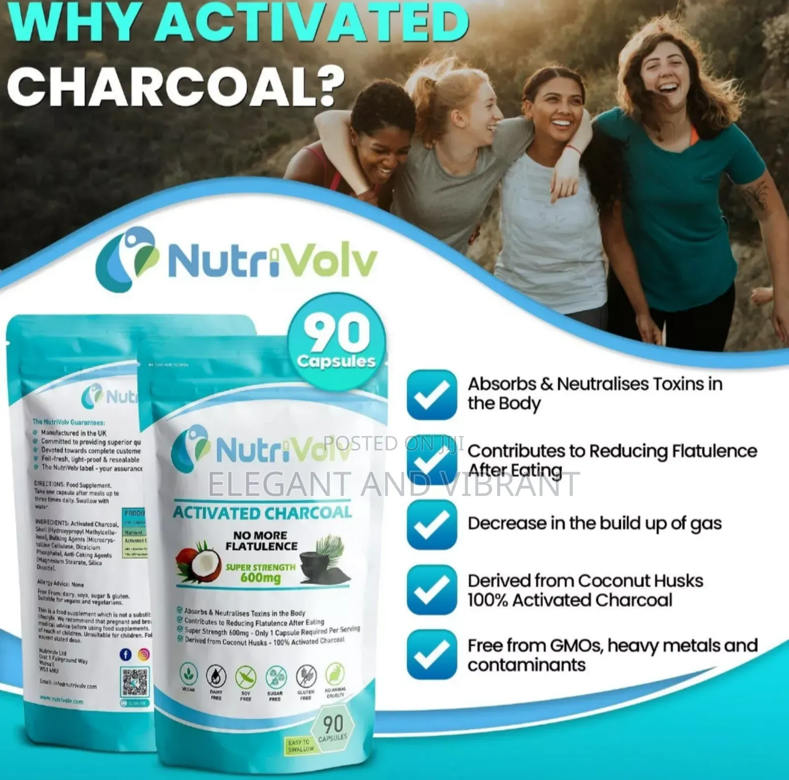 Activated Charcoal 600mg - Flatulence Gas Bloating Detox
