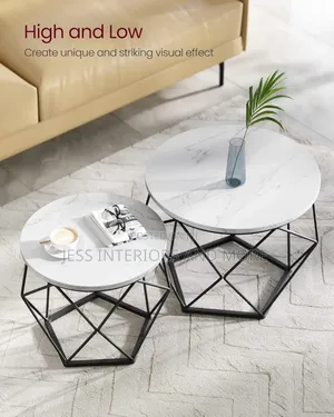 Round Coffee Table, Set of 2 (White)