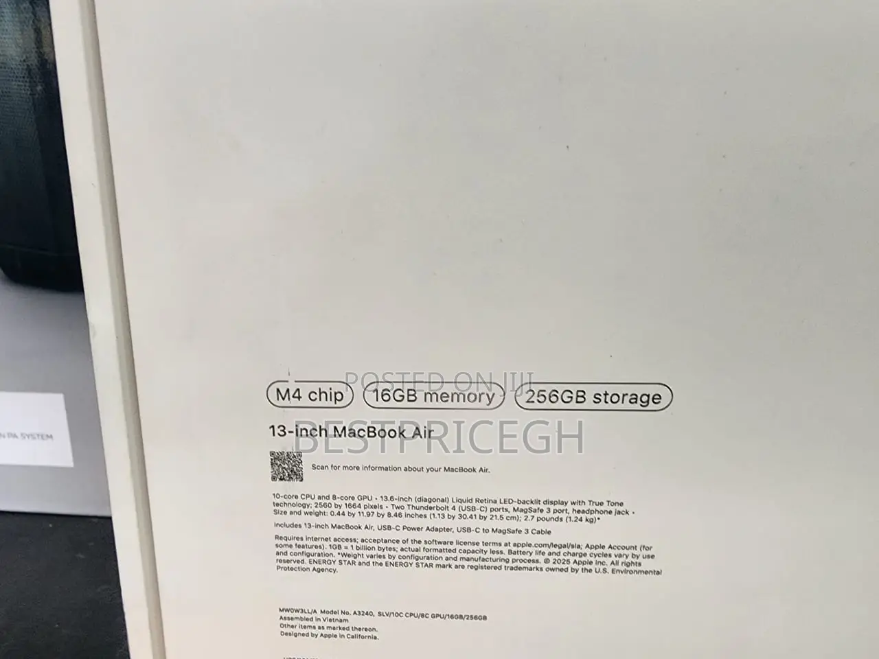 New Laptop Apple MacBook Air 16GB Apple M4 SSD 256GB