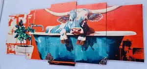 Cow De Bath Canvas Wall Arts Frames 3d