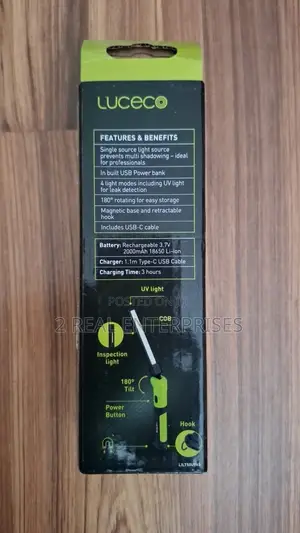 Luceco Slim Foldable Torch With Uv Usb Power Bank