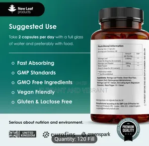 Moringa Leaf Cap - High Strength 2000mg Pure Extract Powder