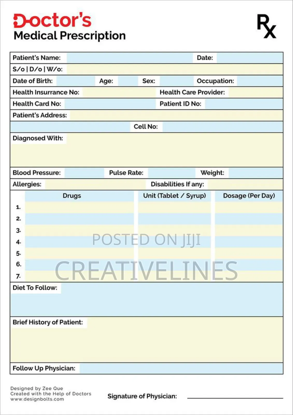 Customised Prescription Form