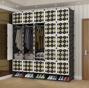 Large Capacity Plastic Wardrobe 25 Cubes + Shoe Rack